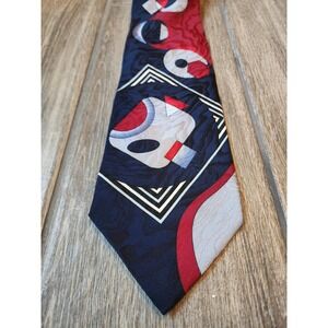 Valentino Rudy Italy Mens Silk Abstract Geometric Pattern Necktie